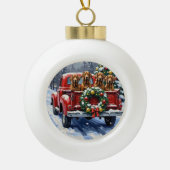 Treeing Walker Coonhound Christmas Red Truck Keramische Bal Ornament (Voorkant)