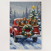 Treeing Walker Coonhound Christmas Red Truck Legpuzzel (Verticaal)