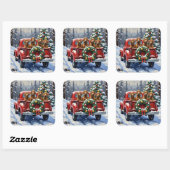 Treeing Walker Coonhound Christmas Red Truck Vierkante Sticker (Vel)