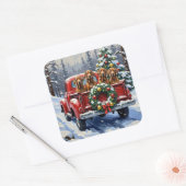 Treeing Walker Coonhound Christmas Red Truck Vierkante Sticker (Envelop)