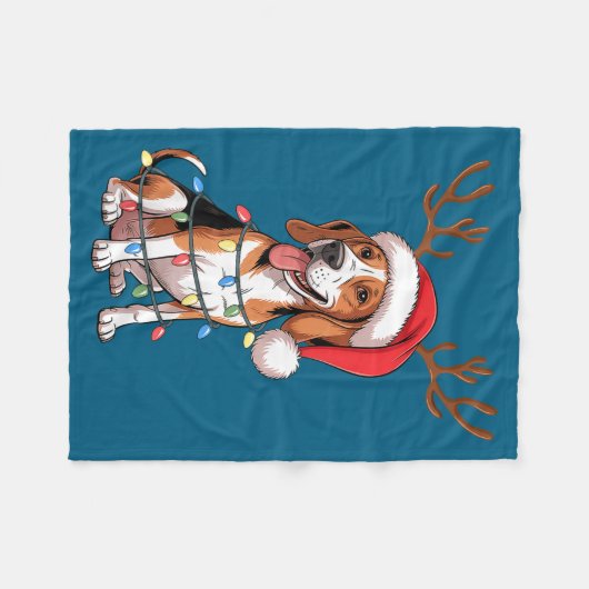 Treeing Walker Coonhound Dog Christmas Lights Sant Fleece Deken (Voorkant (Horizontaal))