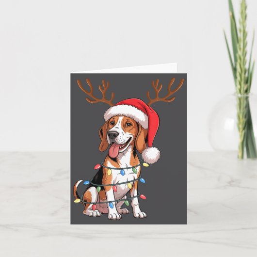 Treeing Walker Coonhound Dog Christmas Lights Sant Kaart (Voorkant)