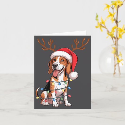 Treeing Walker Coonhound Dog Christmas Lights Sant Kaart (Gele Bloem)