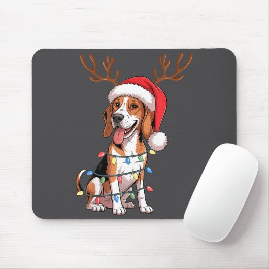 Treeing Walker Coonhound Dog Christmas Lights Sant Muismat (Met muis)