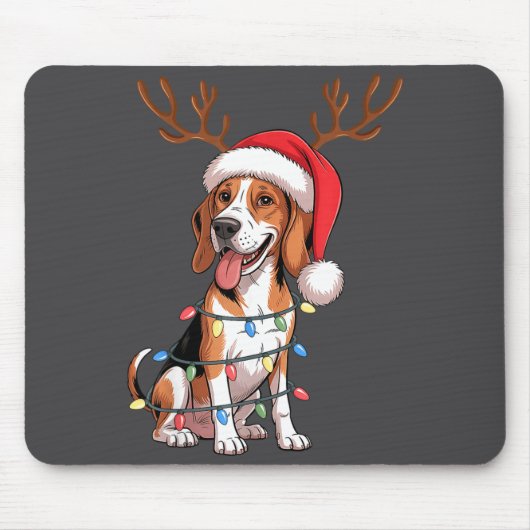 Treeing Walker Coonhound Dog Christmas Lights Sant Muismat (Voorkant)