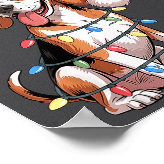 Treeing Walker Coonhound Dog Christmas Lights Sant Poster (Hoek)