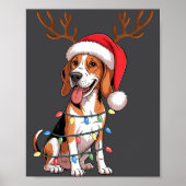 Treeing Walker Coonhound Dog Christmas Lights Sant Poster (Voorkant)