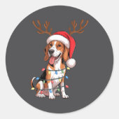 Treeing Walker Coonhound Dog Christmas Lights Sant Ronde Sticker (Voorkant)