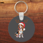 Treeing Walker Coonhound Dog Christmas Lights Sant Sleutelhanger (Voorkant)