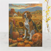 Treeing Walker Coonhound Dog Herfst Thanksgiving Kaart (Gele Bloem)