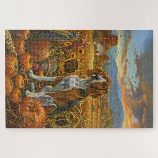 Treeing Walker Coonhound Dog Herfst Thanksgiving Legpuzzel (Horizontaal)