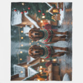 Treeing Walker Coonhound Dogs Christmas Snow  Fleece Deken (Voorkant)