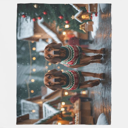 Treeing Walker Coonhound Dogs Christmas Snow  Fleece Deken (Voorkant)