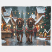 Treeing Walker Coonhound Dogs Christmas Snow  Fleece Deken (Voorkant (Horizontaal))