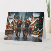 Treeing Walker Coonhound Dogs Kerstsneeuw Kaart (Voorkant)