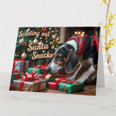 Treeing Walker Coonhound Feestelijke Kerstvakantie Kaart (Gele Bloem)