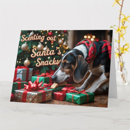 Treeing Walker Coonhound Feestelijke Kerstvakantie Kaart (Gele Bloem)