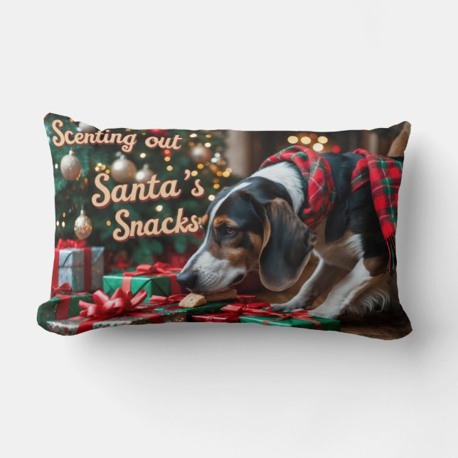 Treeing Walker Coonhound Feestelijke Kerstvakantie Kussen (Voorkant)