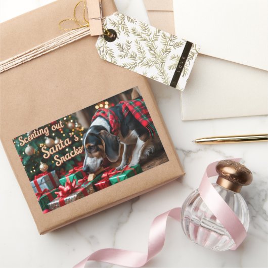 Treeing Walker Coonhound Feestelijke Kerstvakantie Rechthoekige Sticker (Geschenken)