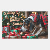 Treeing Walker Coonhound Feestelijke Kerstvakantie Rechthoekige Sticker (Voorkant)