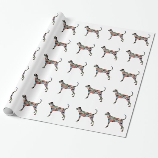 Treeing Walker Coonhound Geometric Silhouette Cadeaupapier (Uitgerold)