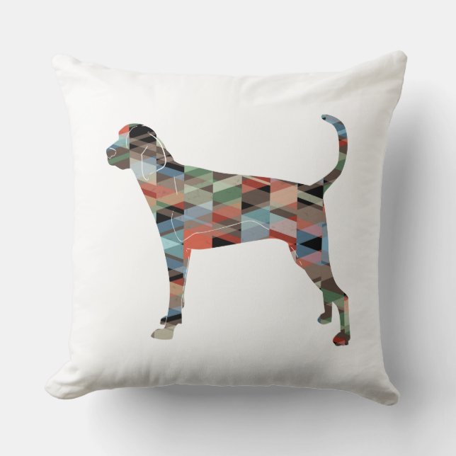 Treeing Walker Coonhound Geometric Silhouette Kussen (Voorkant)