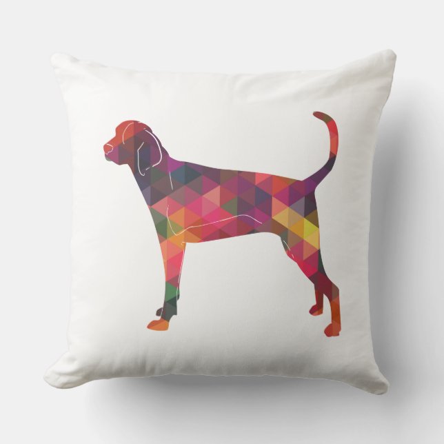 Treeing Walker Coonhound Geometric Silhouette Kussen (Voorkant)