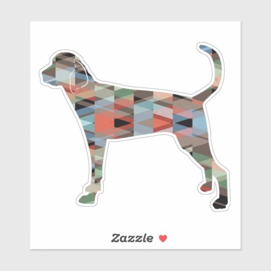 Treeing Walker Coonhound Geometric Silhouette Sticker (Vel)