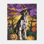 Treeing Walker Coonhound Halloween Heks Pompoen Fleece Deken (Voorkant)