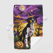 Treeing Walker Coonhound Halloween Heks Pompoen Golfhanddoek (Insitu)