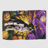 Treeing Walker Coonhound Halloween Heks Pompoen Golfhanddoek (Horizontaal)
