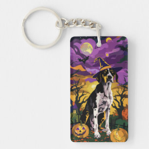 Treeing Walker Coonhound Halloween Heks Pompoen Sleutelhanger