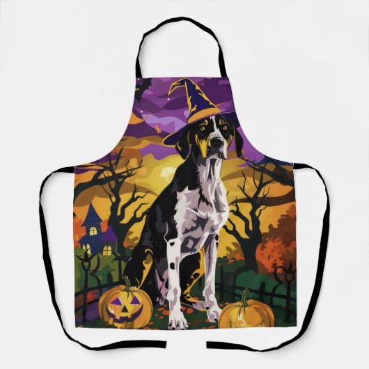 Treeing Walker Coonhound Halloween Heksenpompelmoe Schort (Voorkant)
