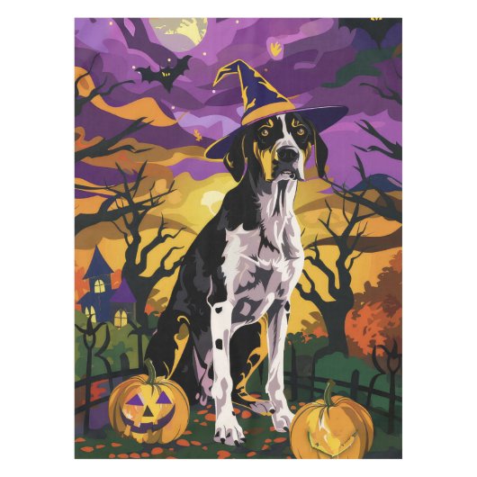 Treeing Walker Coonhound Halloween Heksenpompelmoe Tafelkleed (Voorkant)
