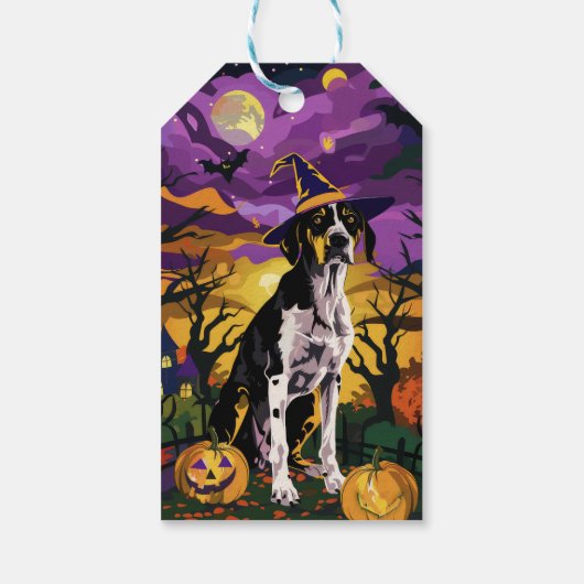 Treeing Walker Coonhound Halloween Witch Pumpkin Cadeaulabel (Achterkant)