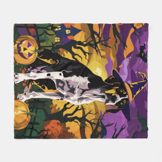 Treeing Walker Coonhound Halloween Witch Pumpkin Fleece Deken (Voorkant (Horizontaal))