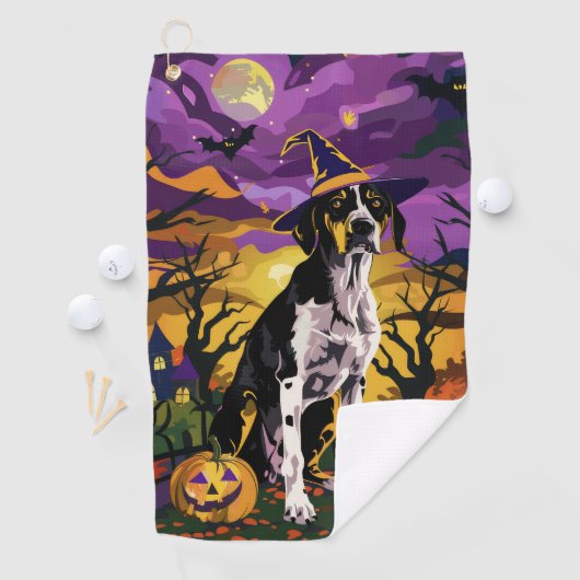 Treeing Walker Coonhound Halloween Witch Pumpkin Golfhanddoek (Insitu)
