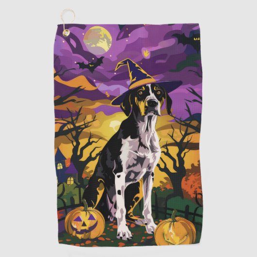 Treeing Walker Coonhound Halloween Witch Pumpkin Golfhanddoek (Voorkant)