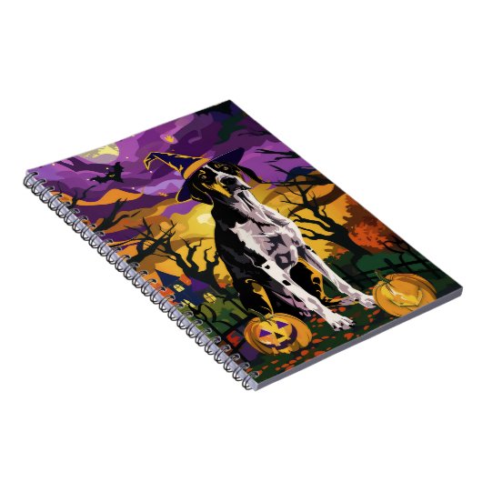 Treeing Walker Coonhound Halloween Witch Pumpkin Notitieboek (Rechterzijde)