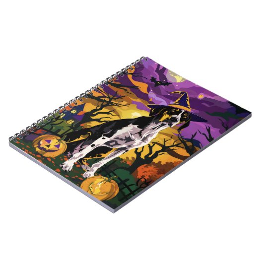 Treeing Walker Coonhound Halloween Witch Pumpkin Notitieboek (Linkerzijde)