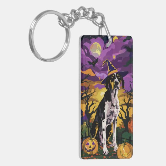 Treeing Walker Coonhound Halloween Witch Pumpkin Sleutelhanger (Voorkant Links)