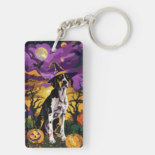Treeing Walker Coonhound Halloween Witch Pumpkin Sleutelhanger (achterkant)