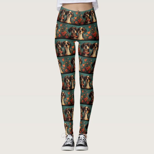 Treeing Walker Coonhound Hart Valentijnsdag Leggings (Voorkant)