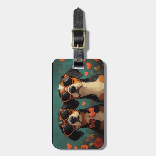 Treeing Walker Coonhound Heart Valentijnsdag Bagagelabel (Voorkant verticaal)