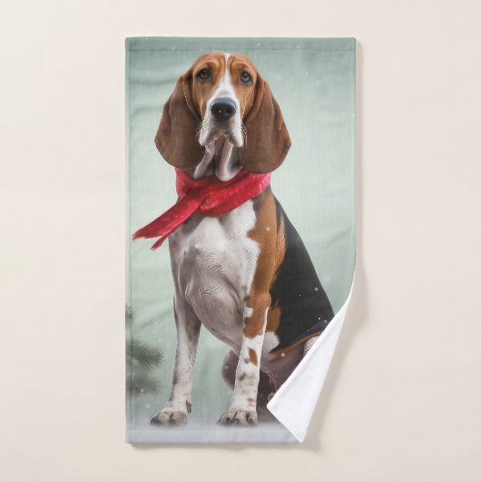 Treeing Walker Coonhound-hond in Sneeuw Kerstmis Bad Handdoek (Handdoek)