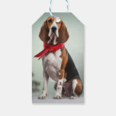 Treeing Walker Coonhound hond in Sneeuw Kerstmis Cadeaulabel (Achterkant)