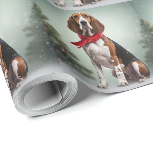 Treeing Walker Coonhound-hond in sneeuw Kerstmis Cadeaupapier (Rol Hoek)