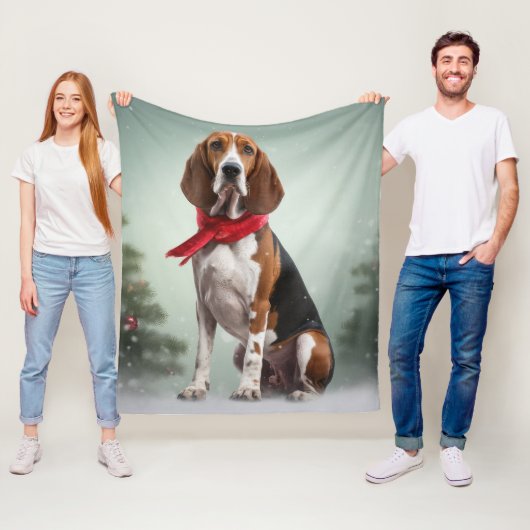 Treeing Walker Coonhound-hond in Sneeuw Kerstmis Fleece Deken (In situ)
