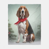 Treeing Walker Coonhound-hond in Sneeuw Kerstmis Fleece Deken (Voorkant)