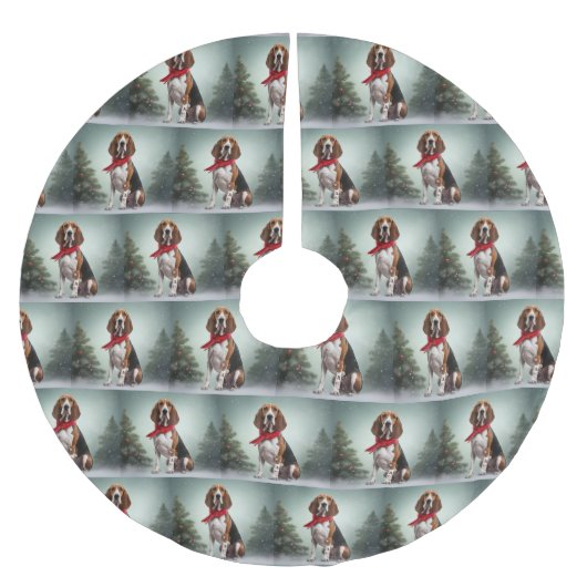 Treeing Walker Coonhound-hond in Sneeuw Kerstmis Kerstboom Rok (Voorkant)